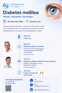 Flyer: Vortrag Diabetes mellitus, 05. November 2026, Hotel Bären Suhr